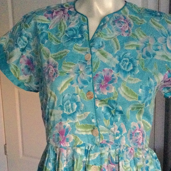 Vintage blue floral print dress - Picture 2 of 9